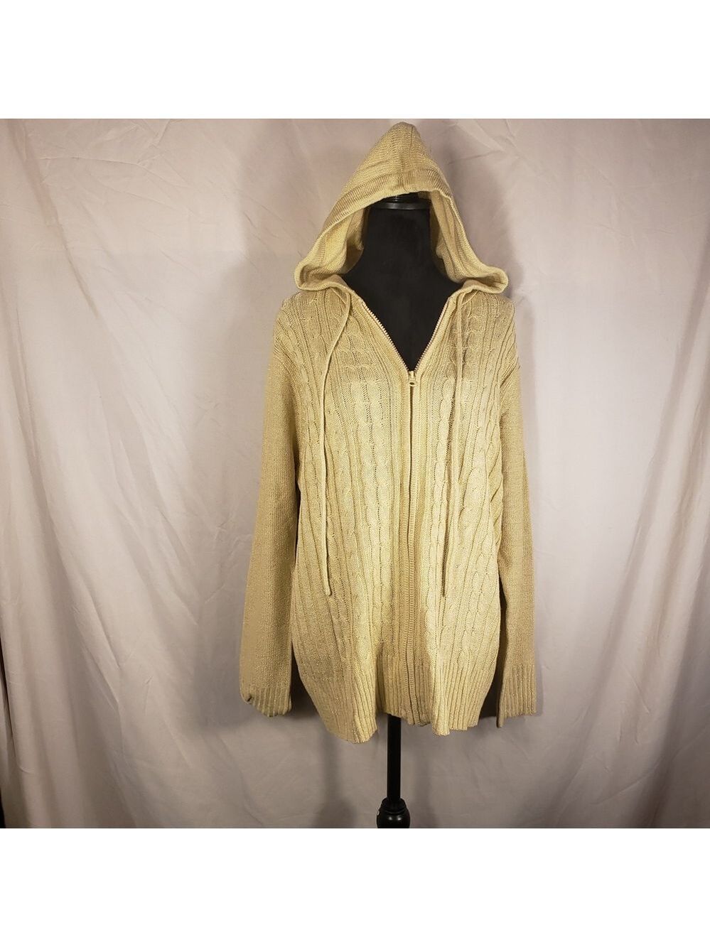 Basic Editions Gold Metallic Hooded Cardigan Sweater - XL